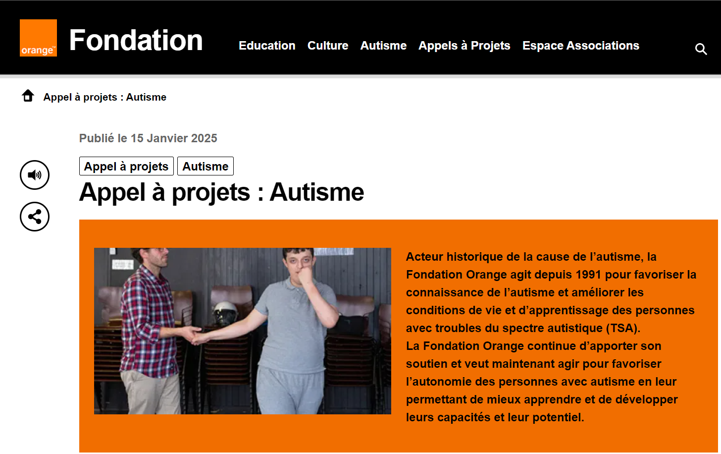 Extrait du site de la Fondation Orange